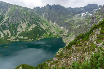 Black Pond Gasienicowy beautiful clean lake in the Polish Tatra Mountains.