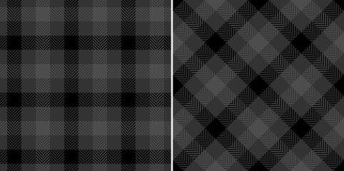 Tartan check pattern print in black and grey. Seamless herringbone textured elegant vichy gingham graphic set for dress, jacket, skirt, scarf, other modern autumn fashion fabric design.
