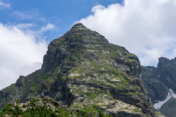 Fototapeta na wymiar The pyramidal peak of Koscielec in the Polish High Tatras.