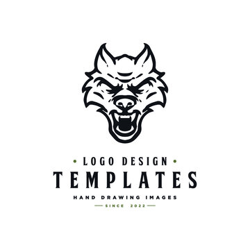 Wolf logo inspiration, Wolf logo vector with open mouth.