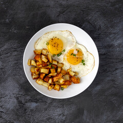 Fried Eggs and Has Brown Potatoes Breakfast
