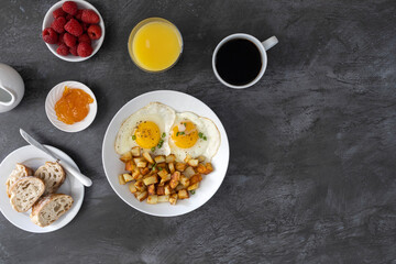 Fried Eggs and Has Brown Potatoes Breakfast