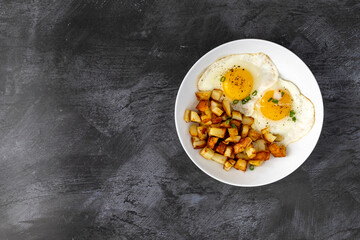 Fried Eggs and Has Brown Potatoes Breakfast