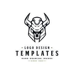 viking logo inspiration, viking logo with human horns skull head vector