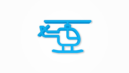 Helicopter 3d line flat color icon. Realistic vector illustration. Pictogram isolated. Top view. Colorful transparent shadow design.