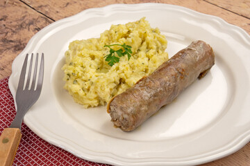 andouillette of Troyes and mashed potatoes