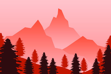 background Landscape mountain forest Premium Vector