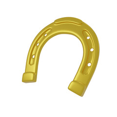 Gold luck horseshoes st patrick's day symbol 3d render., clipping paht