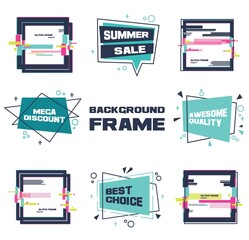 Set of colorful abstract chat label. Vector discount, advertising and promotion banners