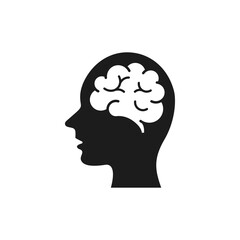 Human Head with brain icon. Vector Isolated simple symbol