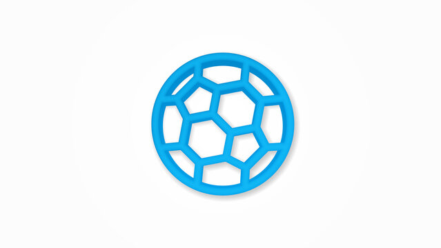 soccer ball 3d line flat color icon. Realistic vector illustration. Pictogram isolated. Top view. Colorful transparent shadow design.