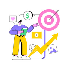 High ROI content abstract concept vector illustration. Social media marketing, online content production, high ROI publication, return on investment measuring, digital strategy abstract metaphor.