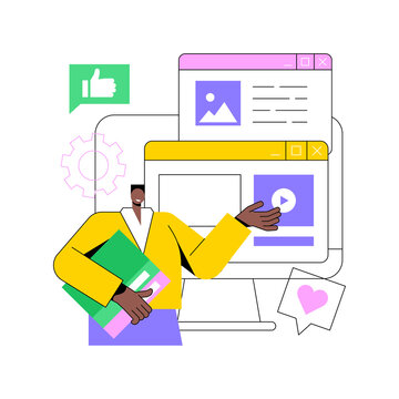 Content aggregator abstract concept vector illustration. Aggregator software, best media content in one place, selected texts for resale, aggregation tools, business model abstract metaphor.