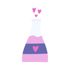Magical Love Potion in a Bottle Hand-drawn Vector Illustration