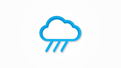 cloud, rain weather 3d line flat color icon. Realistic vector illustration. Pictogram isolated. Top view. Colorful transparent shadow design.