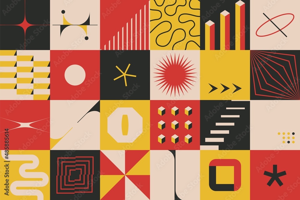 Poster abstract geometric background. simple minimalist bold forms for poster, brutalist shapes swiss style