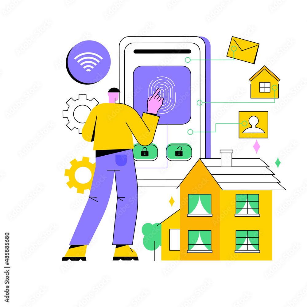 Poster access control system abstract concept vector illustration. access limitation system, biometric cont