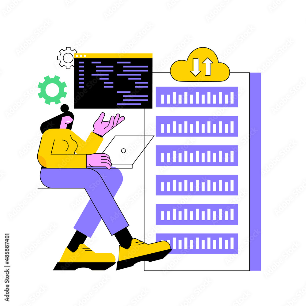 Poster big data developer abstract concept vector illustration. big data management and storage, database a