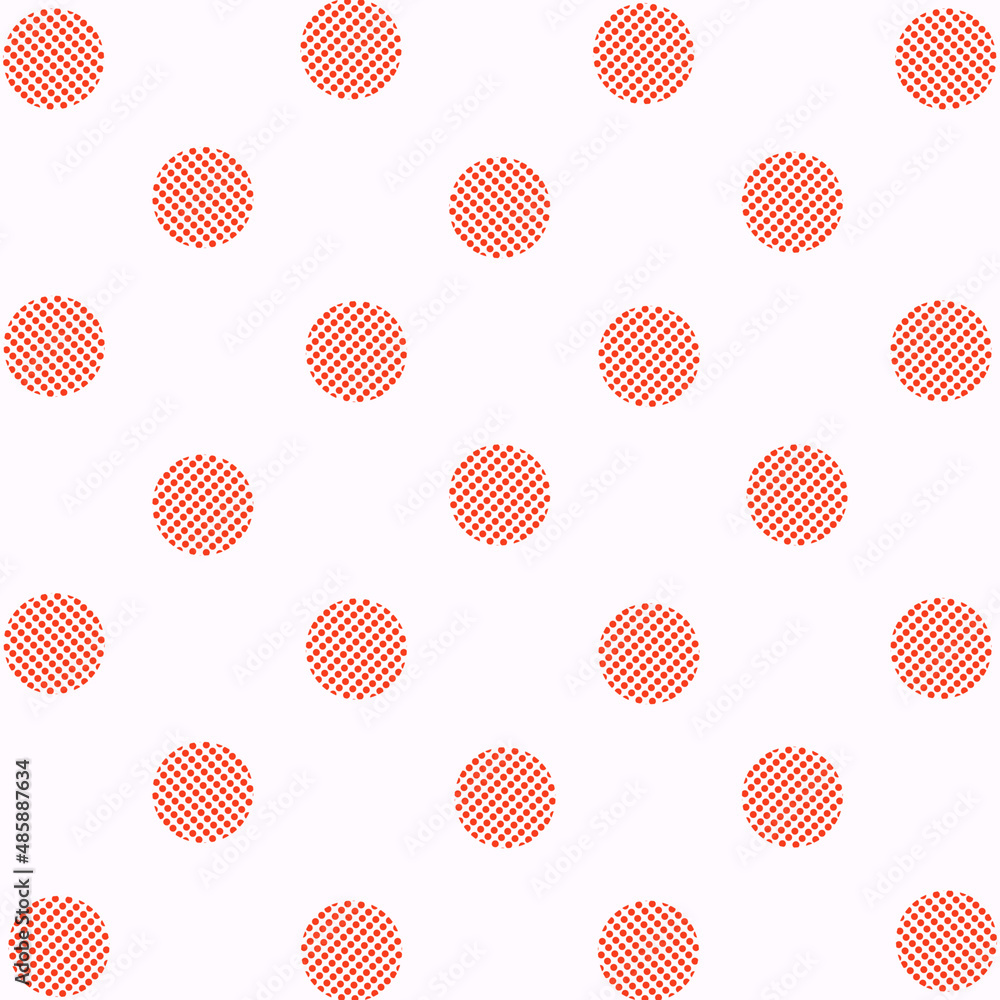 Poster pattern of orange geometric shapes in retro, memphis 80s 90s style. circles shapes of points on whit