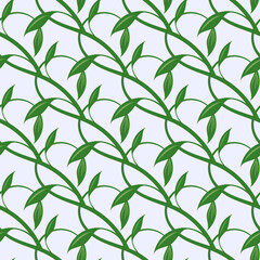 Nature green seamless pattern. Floral pattern, Curly green leaves and stems of liana. For design cosmetics, beauty products, organic and healthy food