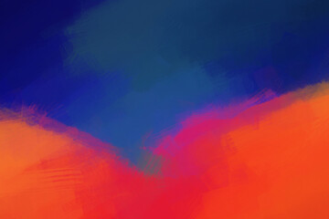 Bright Blue and Red Abstract background. Art Texture paint strokes, landscape.