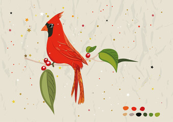 Poster with red cardinal from new bird collection.