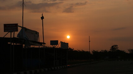 sunset on the street