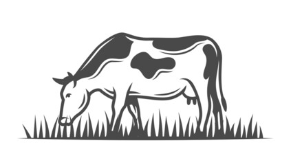 Farm cow isolated on white background. Vector illustration