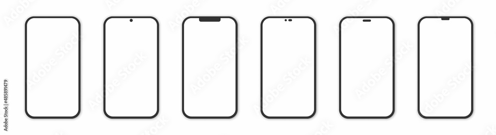Poster set realistic smartphone blank screen, phone mockup isolated on white background. template for infog