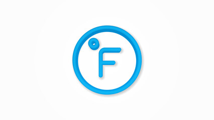 degree Fahrenheit 3d line flat color icon. Realistic vector illustration. Pictogram isolated. Top view. Colorful transparent shadow design.