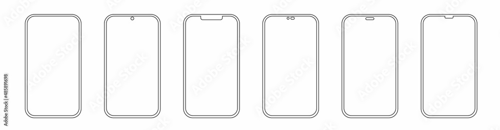 Poster set realistic smartphone blank screen, phone mockup isolated on white background. template for infog