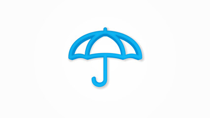 umbrella, protection 3d line flat color icon. Realistic vector illustration. Pictogram isolated. Top view. Colorful transparent shadow design.