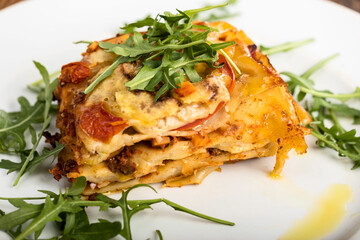 lasagna with arugula
