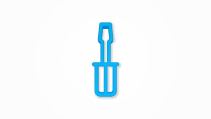 screwdriver 3d line flat color icon. Realistic vector illustration. Pictogram isolated. Top view. Colorful transparent shadow design.
