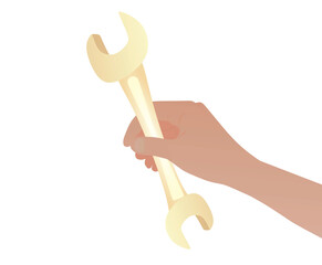 Hand hold wrench key. vector
