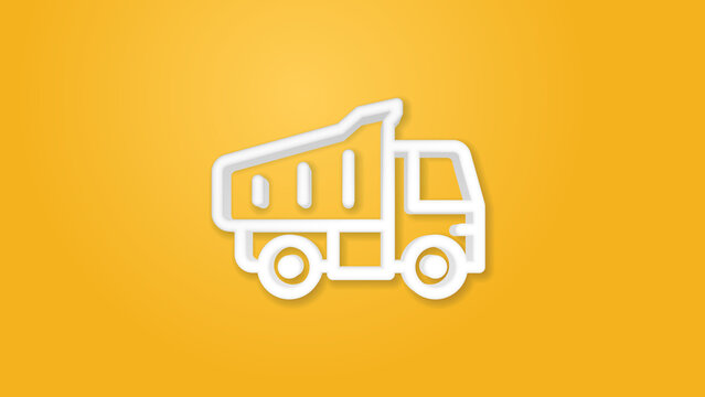 dump truck 3d line flat color icon. Realistic vector illustration. Pictogram isolated. Top view. Colorful transparent shadow design.