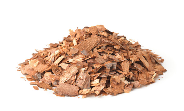 Heap of pine bark mulch chips