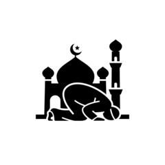 Sujud simple flat icon vector illustration. Prostration icon vector