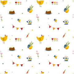 Seamless spring Easter pattern. Textile. Packing paper. Background.
