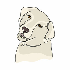 Fototapeta premium Vector abstract continuous one single simple line drawing icon of head dog in silhouette sketch.