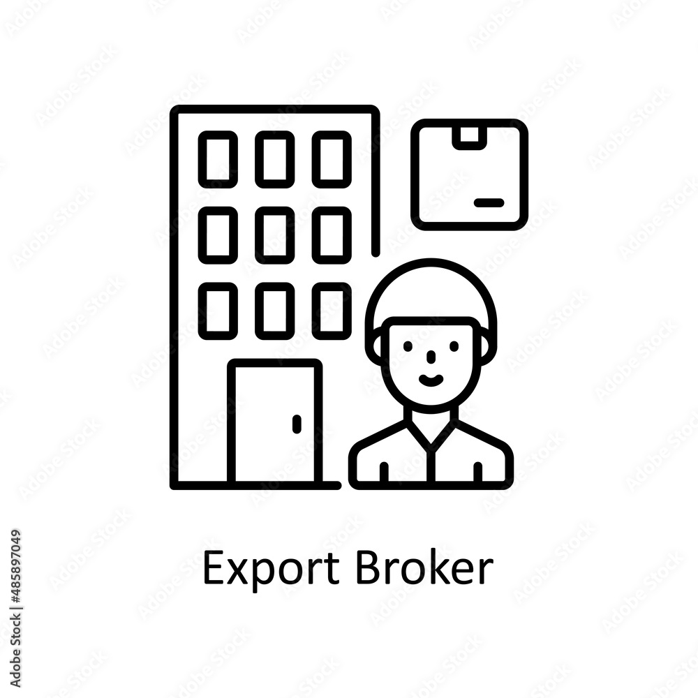 Poster Export Broker vector Outline icon for web isolated on white background EPS 10 file