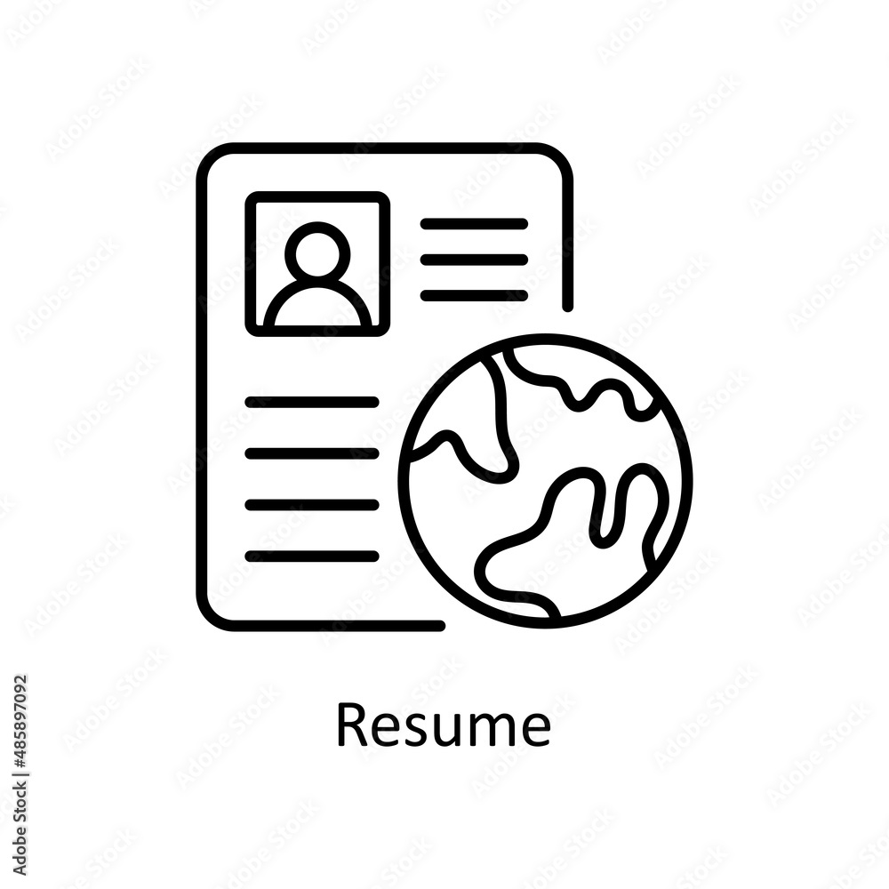 Aufkleber resume vector outline icon for web isolated on white background eps 10 file