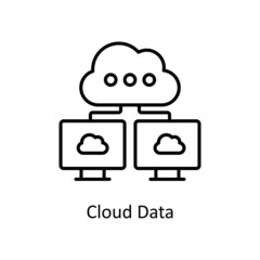 Cloud Data vector Outline icon for web isolated on white background EPS 10 file