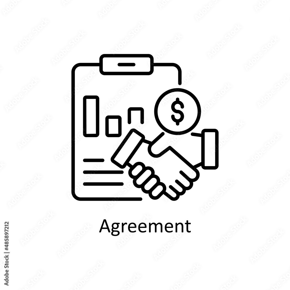 Aufkleber agreement vector outline icon for web isolated on white background eps 10 file