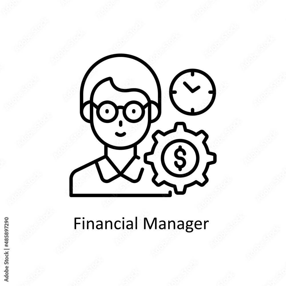 Poster financial manager vector outline icon for web isolated on white background eps 10 file