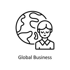 Global Business vector Outline icon for web isolated on white background EPS 10 file