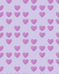 Pattern made of purple heart shapes on pastel purple background. Minimal romantic, monochromatic idea for valentines day. Aesthetic love concept.