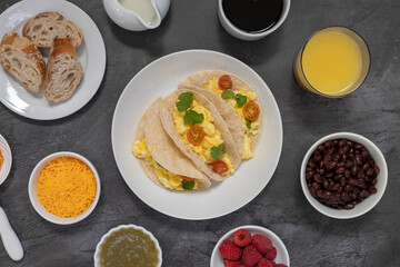 Breakfast Tacos with Tomatoes and Cilantro