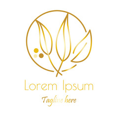 Luxury leaf logo with dummy text vector illustration on white background.
