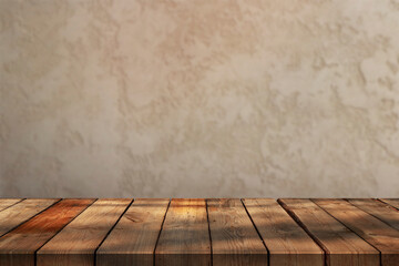 Blank board on blurred wall background